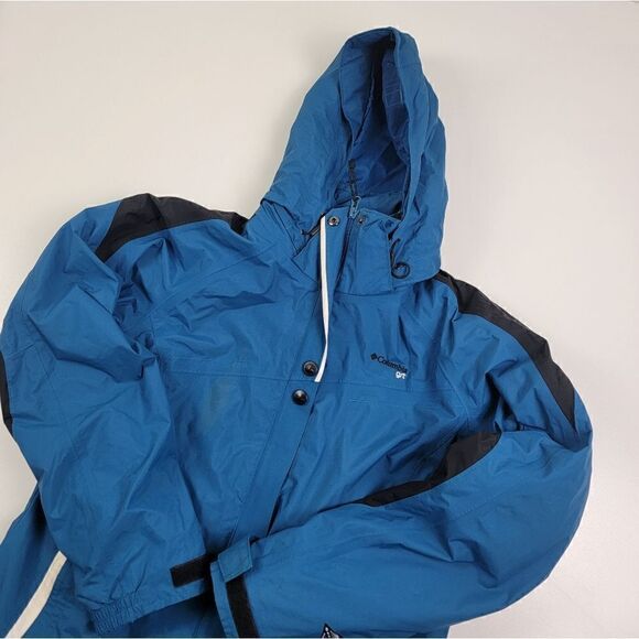 Women's Columbia GRT Omni-Tech Green Black Hooded Ski Coat Jacket Size M Lined - Picture 1 of 12